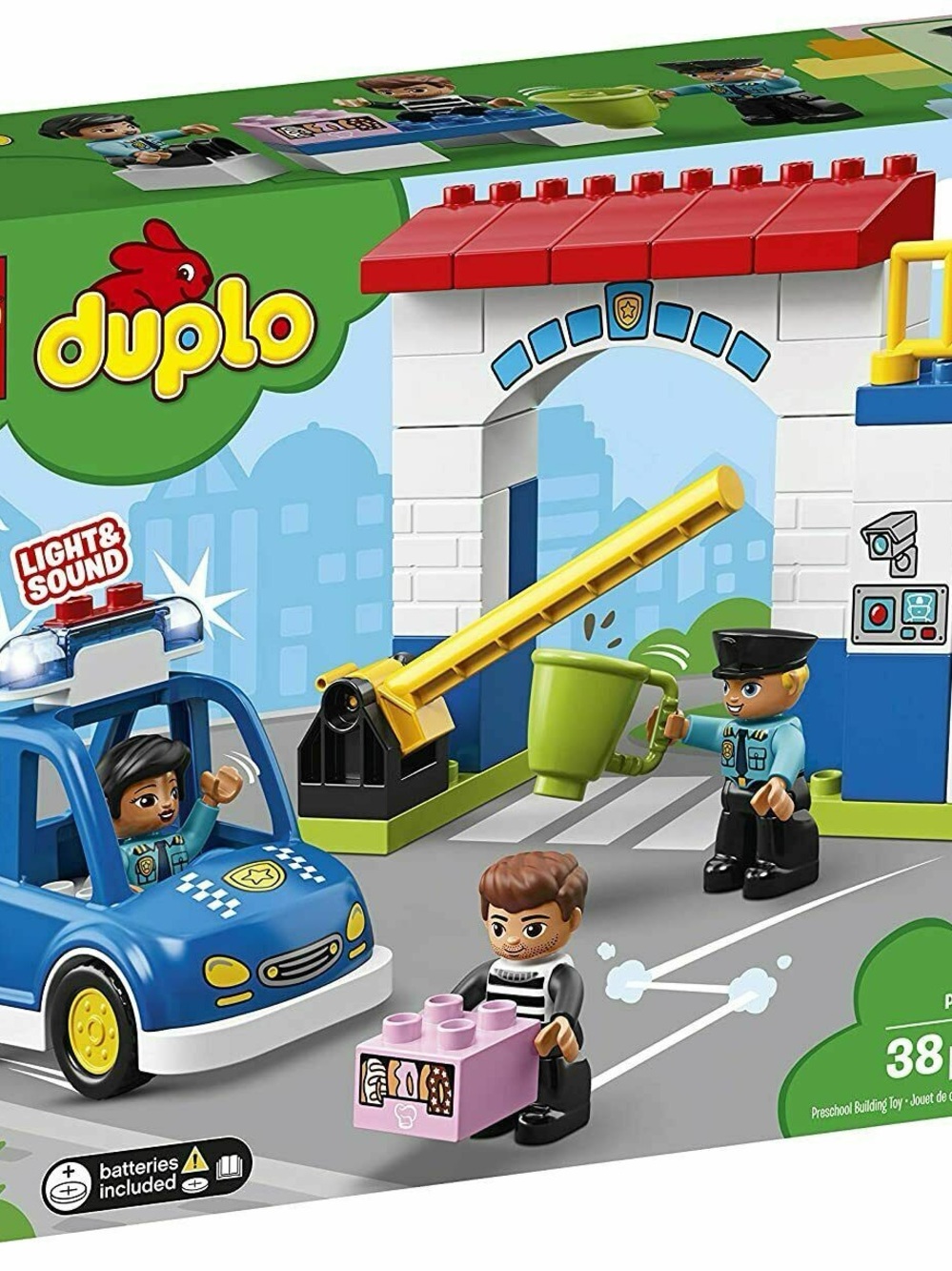 Duplo Legos Blue Police Station Playset with Red Roof